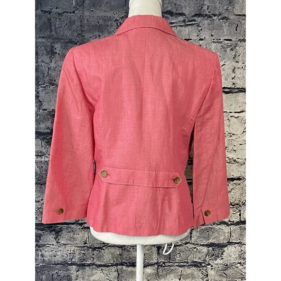Loft Womens Blazer Jacket Medium Pink Linen Blend Business Casual Vintage Look - Picture 5 of 11